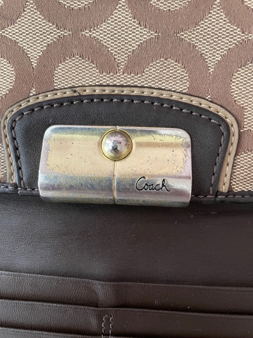 Coach Vintage Leather Canvas Brown and Tan Wallet - Picture 4 of 4